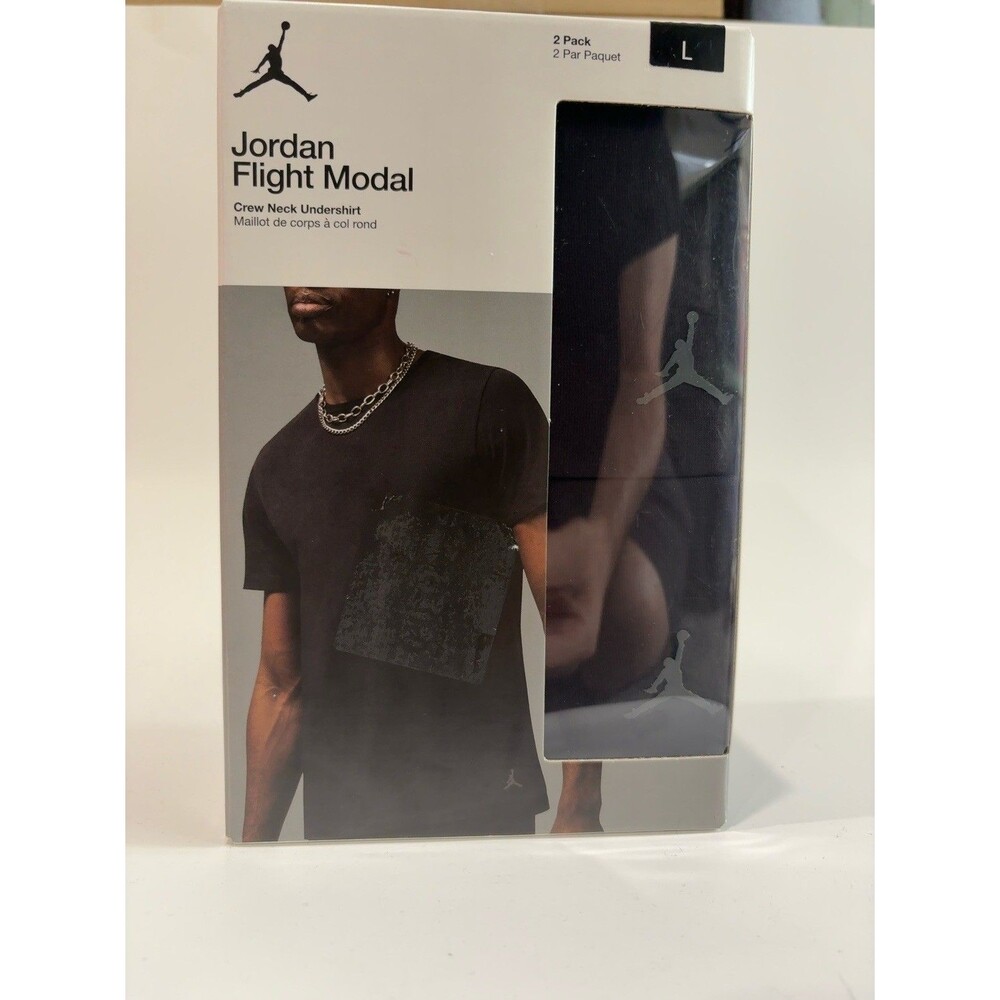 Jordan Flight Modal Crew Neck Undershirt 2 Pack Black Size Large NIB Stretch